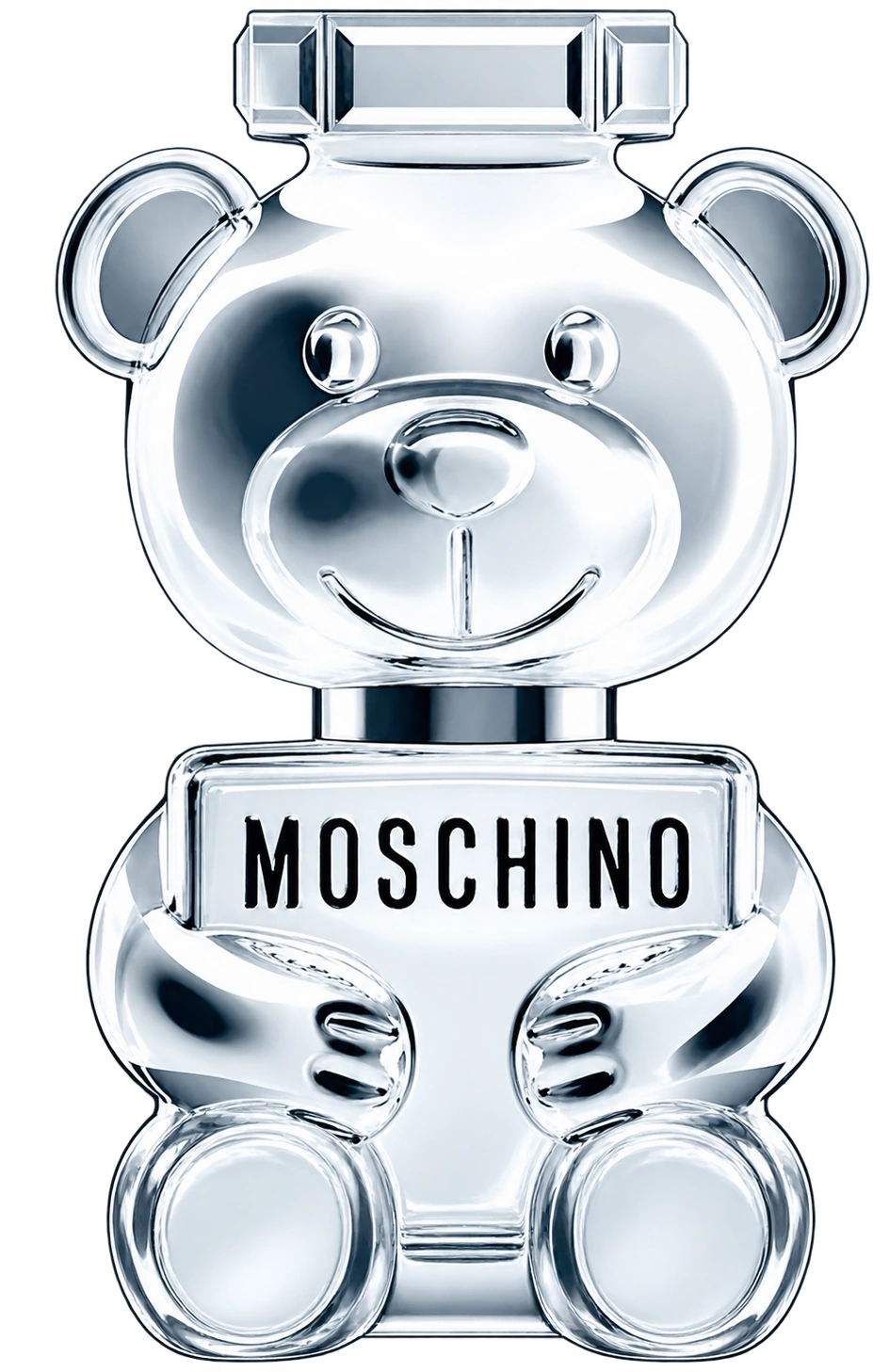 Серебристый медведь с надписью Moschino